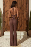 Mid Rise Flared Trousers in Bronze