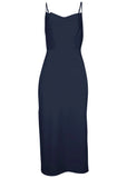 Cowl Neck Slip Dress Navy