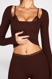 Modal Mid Rise Flared Trousers in Chocolate Brown