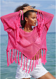 Fringe Crochet Cover Up Hot Pink