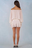 Off Shoulder Balloon Sleeve Mini Dress in Ivory