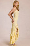 Lace Ruffle Maxi Dress in Lemon Yellow