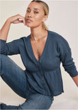 Waffle Babydoll Henley Vintage Indigo