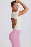 Cut Out Longline T Shirt in Oat
