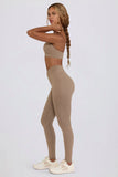 Brushed Jersey Ruched Mid Rise Leggings in Mocha Marl