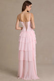Embellished Cowl Neck Corset Gown in Baby Pink