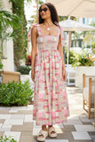 Beth Pink Patchwork Smocked Top Maxi Dress
