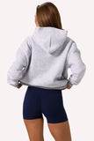 Embroidered Oversized Hoodie in Grey Marl