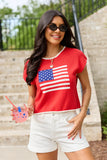 Red American Flag Sweater Top