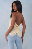 Halterneck Open Front Top in Butter Yellow