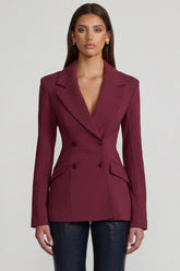 Structured Double Breasted Blazer in Burgundy