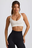 Super Sculpt Seamless Cross Back Sports Bra in White