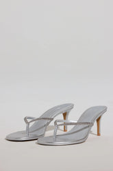 Heeled Sandal in Silver