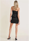 Rhinestone Bow Detail Mini Dress Jet Black