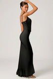 Embellished Ruffle Trim Corset Gown in Black