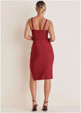 Side Slit Bandage Dress Dark Red