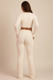 Fluffy Knit Wide Leg Trousers in Ivory