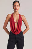Draped Cowl Top in Cherry Red