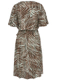 Flutter Sleeve Dress Brown Multi