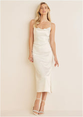 Cowl Neck Slip Dress Off White