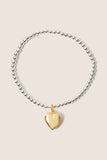 Classic Mixed Metal 3mm Bracelet w Heart