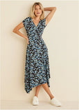 Floral Printed Dress Black Blue
