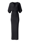 Drape Sleeve Maxi Dress Jet Black