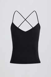 Cross Back Tank Top in Black