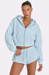 Oversized Zip Up Hoodie in Powder Blue