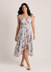 Vibrant Floral Wrap Dress Ivory Floral