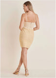 Overlay Bandage Mini Dress Biscotti