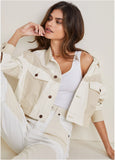 Patchwork Denim Jacket Whisper White Turtledove Combo