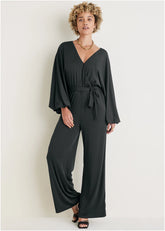 Volume Sleeve Detail Jumpsuit Jet Black
