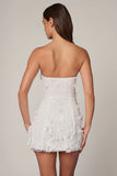 Embellished Bandeau A line Mini Dress in White
