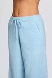 Knit Mid Rise Wide Leg Joggers in Powder Blue