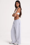 Brushed Jersey Wide Leg Joggers in Grey Marl