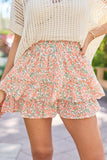 Pretty Moment Orange Multi Floral Print Tiered Mini Skort SALE