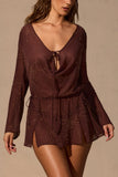 Long Sleeve Mini Dress in Espresso Brown
