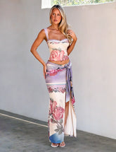 RAFFIE MAXI SKIRT POSTCARD FLORAL