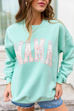 Mama Block Multi Daisy Mint Graphic Sweatshirt