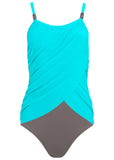 Slimming Draped One Piece Aqua Reef Stone
