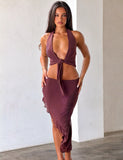 GEORGIE DIAMANTE HI LO SKIRT CHOCOLATE