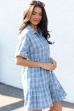 Whitney Blue Plaid Flannel Mini Dress