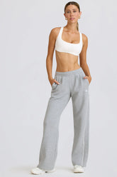Mid Rise Straight Leg Joggers in Grey Marl