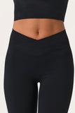 Soft Active V Waist Flared Leggings in Black