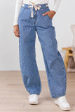 Olivia Navy Pinstripe Barrel Jeans SALE