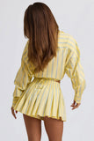 Cotton Poplin Stripe Multiway Cropped Shirt in Yellow Stripe