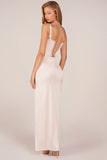 Corseted Thigh High Split Maxi Dress in Pearl