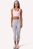 Seamless Soft Rib Asymmetric Sports Bra in Powder Pink