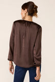 Satin V Neck Bow Top